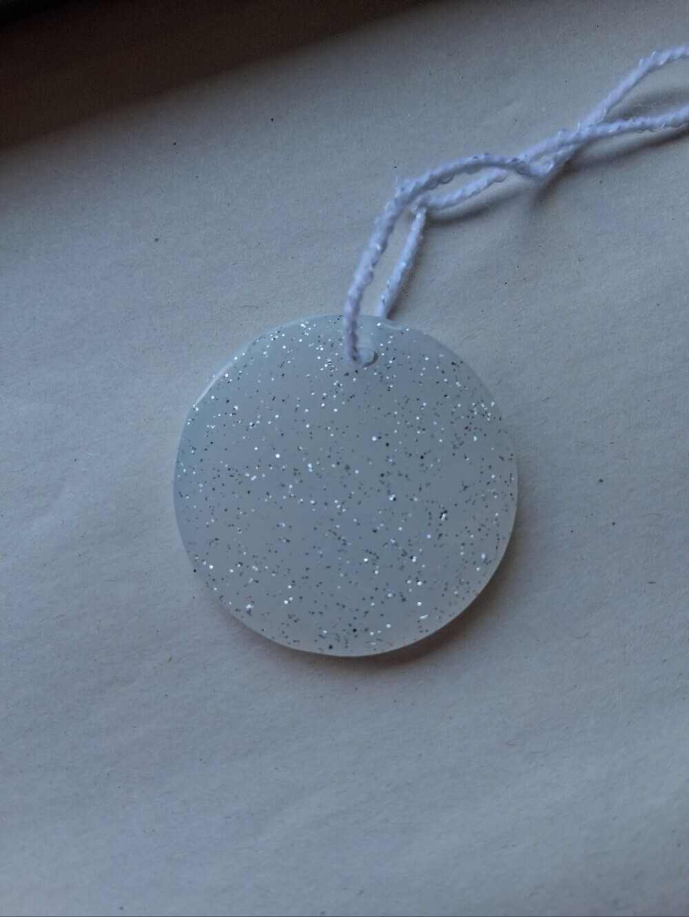 Hand Crafted White Glitter Round Ornament